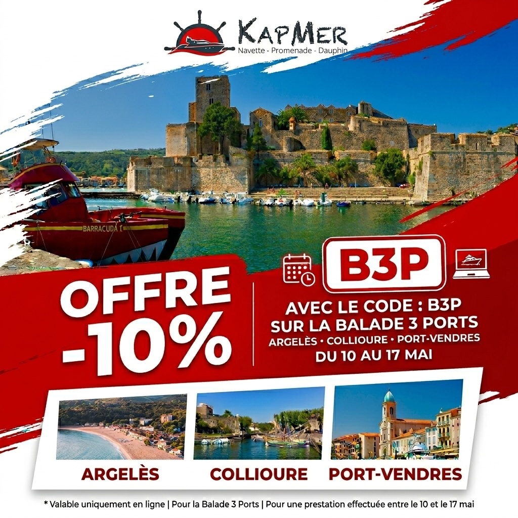 Offre -10% Balade 3 Ports avec le code B3P du 10 au 17 mai 2026