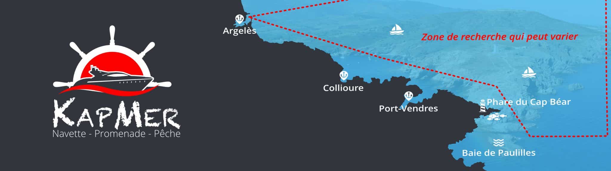 Carte Circuit : Prestation Grand Dauphin au départ d'Argelès à bord du Colibr-e, bateau électrique/hybride avec Découverte Du Vivant.